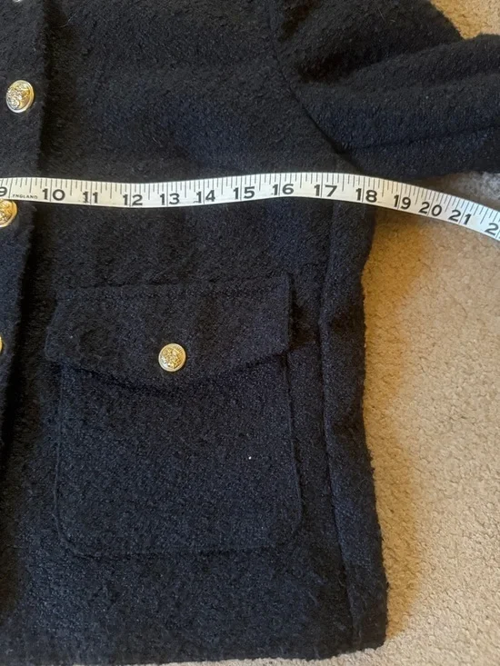 Universal Thread Black Bouclé Gold Metal Lady Button-Front Jacket Size S - Picture 8 of 9